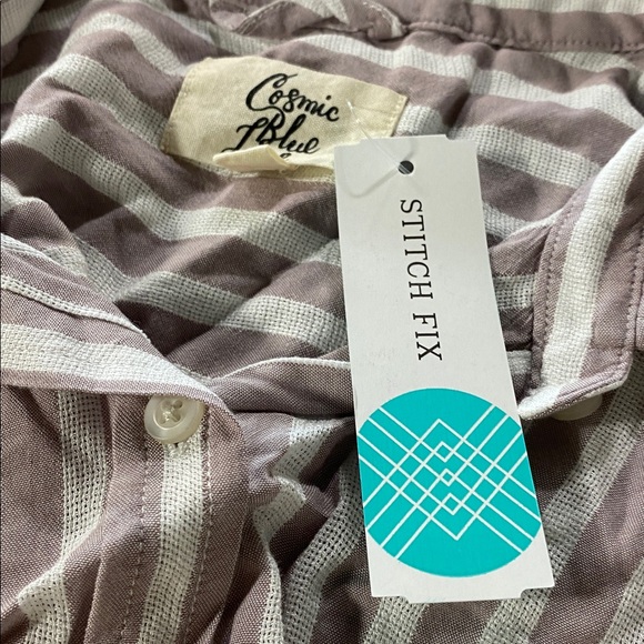 COSMIC BLUE LOVE Ava Button Down Blouse - M - Picture 10 of 10